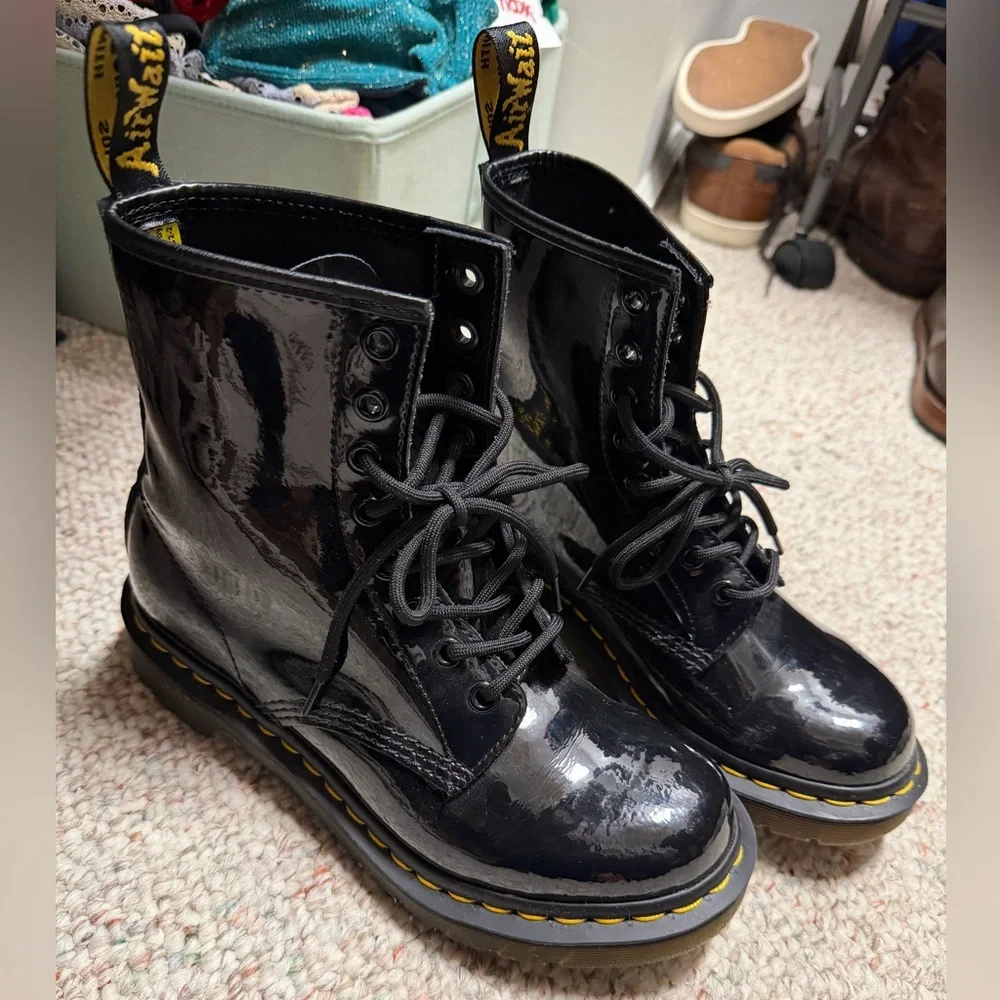 Dr. Martens Black Leather Boots - Picture 1 of 5
